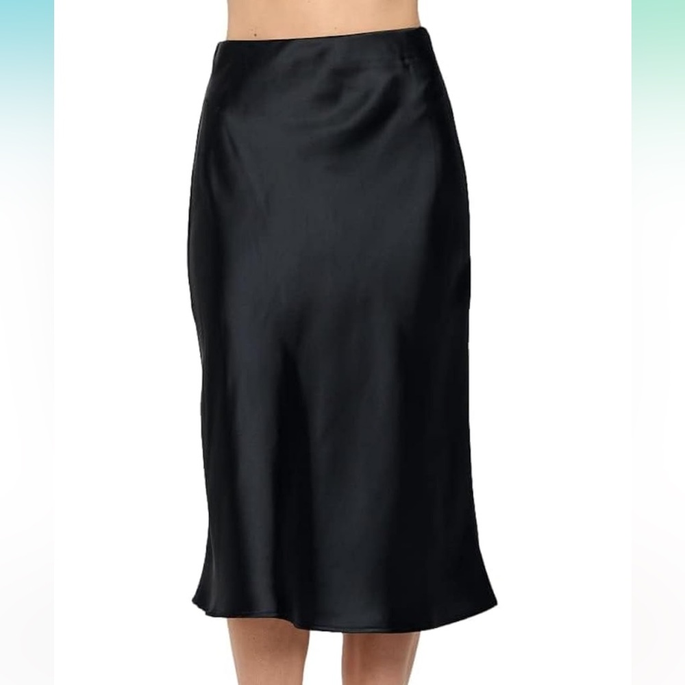 Shinestar Satin Midi Skirt Black